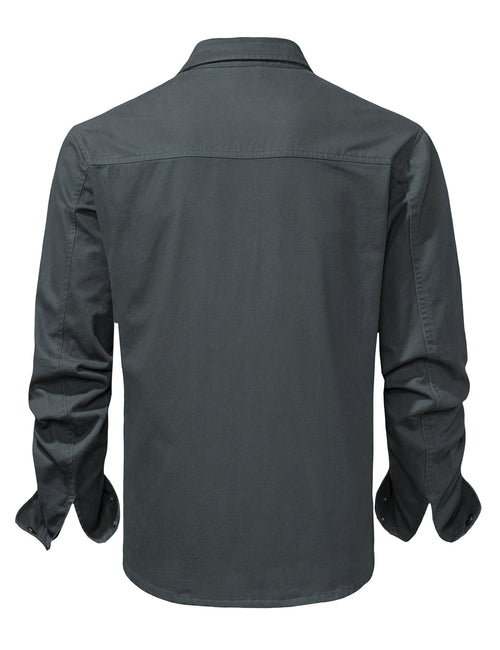 Men's Casual Cotton Pocket Button Up Fall Shirt Outdoor Hiking Long Sleeve Overshirt Jacket