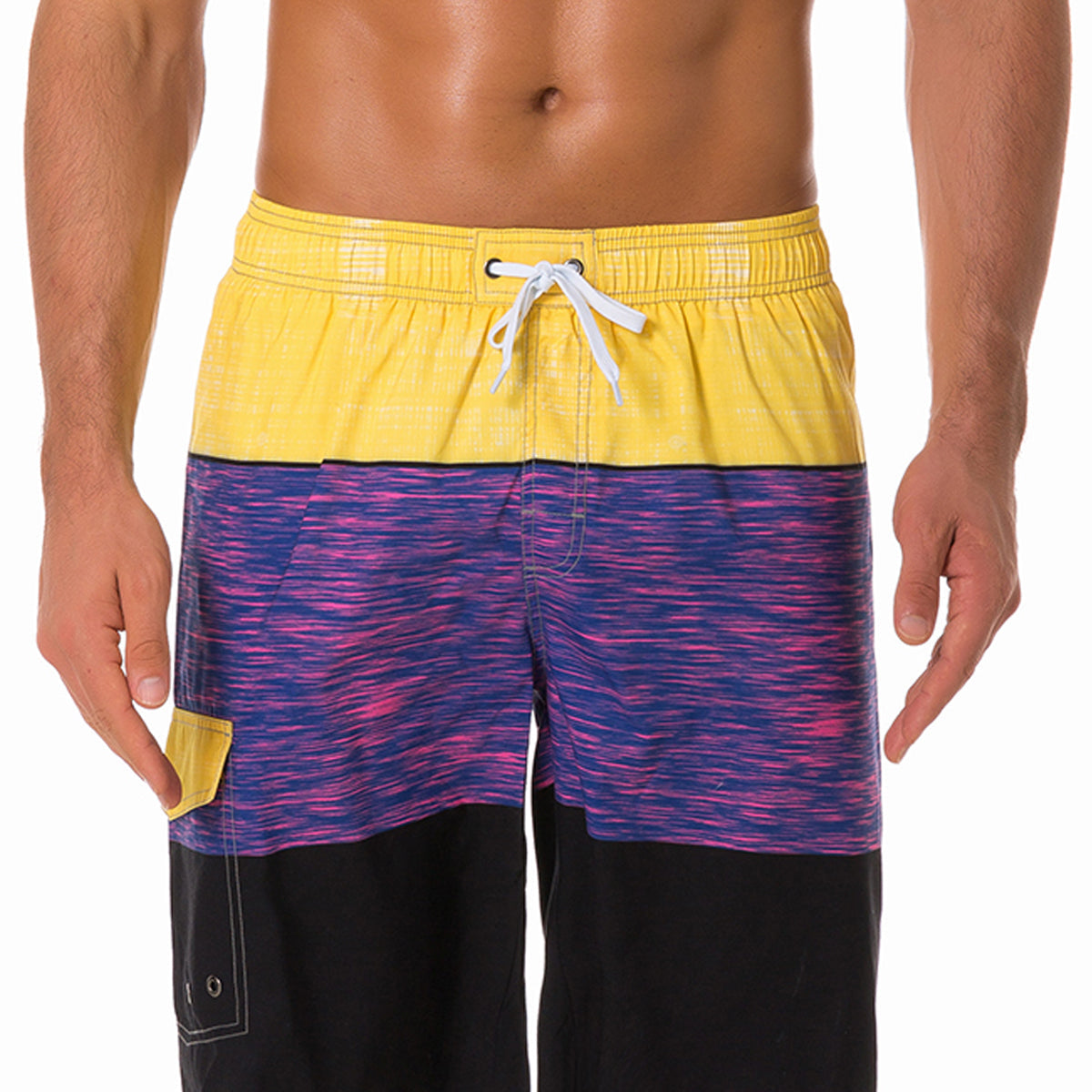 Men's Tricolor Patchwork Summer Casual Beach Shorts Swimming Trunks