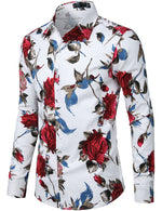 Men's Floral Cotton Long Sleeve Shirt