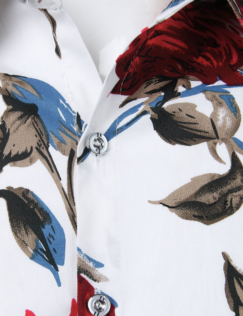 Men's Floral Cotton Long Sleeve Shirt