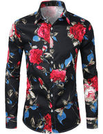 Men's Floral Cotton Long Sleeve Shirt