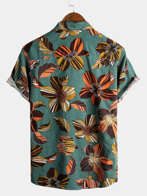 Men's Floral Cotton Tropical Hawaiian Summer Shirt
