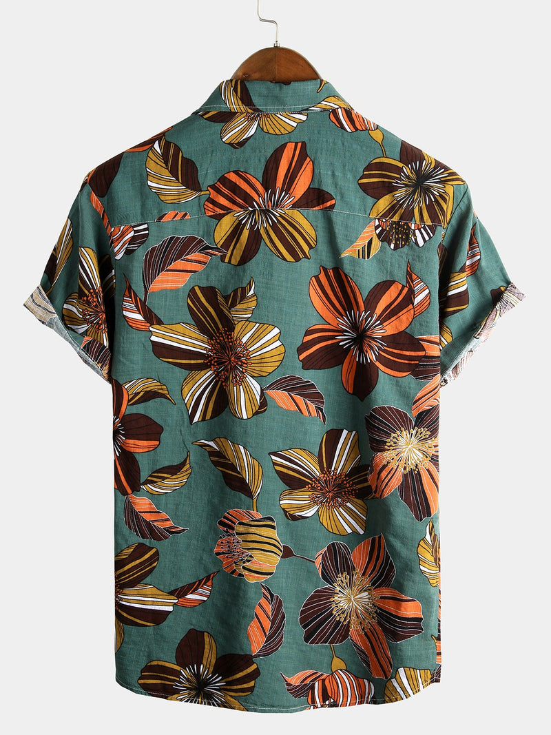 Men's Floral Cotton Tropical Hawaiian Summer Shirt