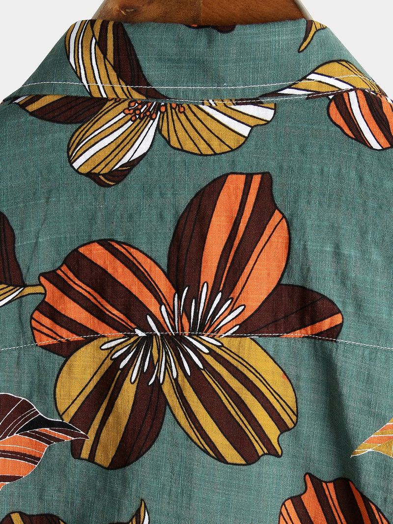 Men's Floral Cotton Tropical Hawaiian Summer Shirt