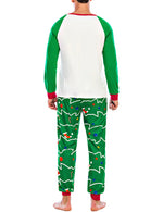 Men's Green Christmas Tree Print Xmas Holiday Pajama Loungewear Set