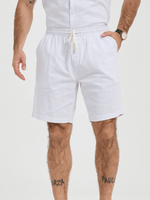 Men's Solid Color Breathable Linen Cotton Casual Shorts