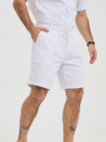 Men's Solid Color Breathable Linen Cotton Casual Shorts