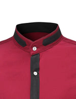 Men's Stand Collar Long Sleeve Button Up Slim Fit Casual Shirt
