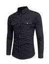Men's Cotton Casual Pocket Hiking Outdoor Button Long Sleeve Shirt