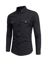 Men's Cotton Casual Pocket Hiking Outdoor Button Long Sleeve Shirt