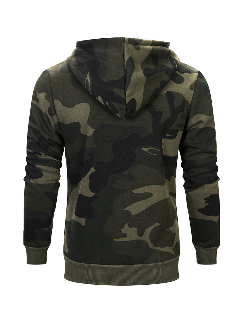 Men's Camo Long Sleeve Pullover Hoodie Fall Winter Sweatshirts