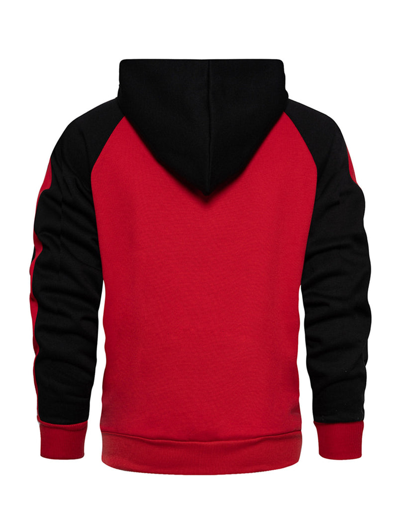 Men's Color Block Long Sleeve Casual Fall Winter Full-Zip Hoodie Zip Sweatshirt