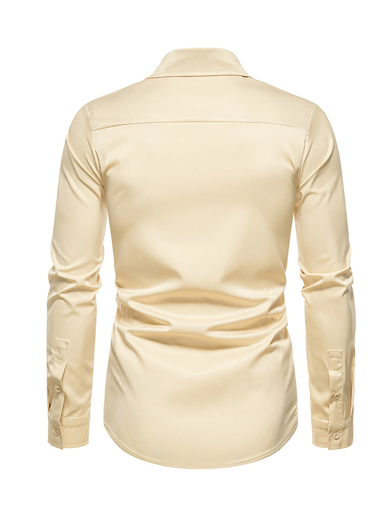 Men's Solid Color Classic Button Up Long Sleeve Casual Shirt