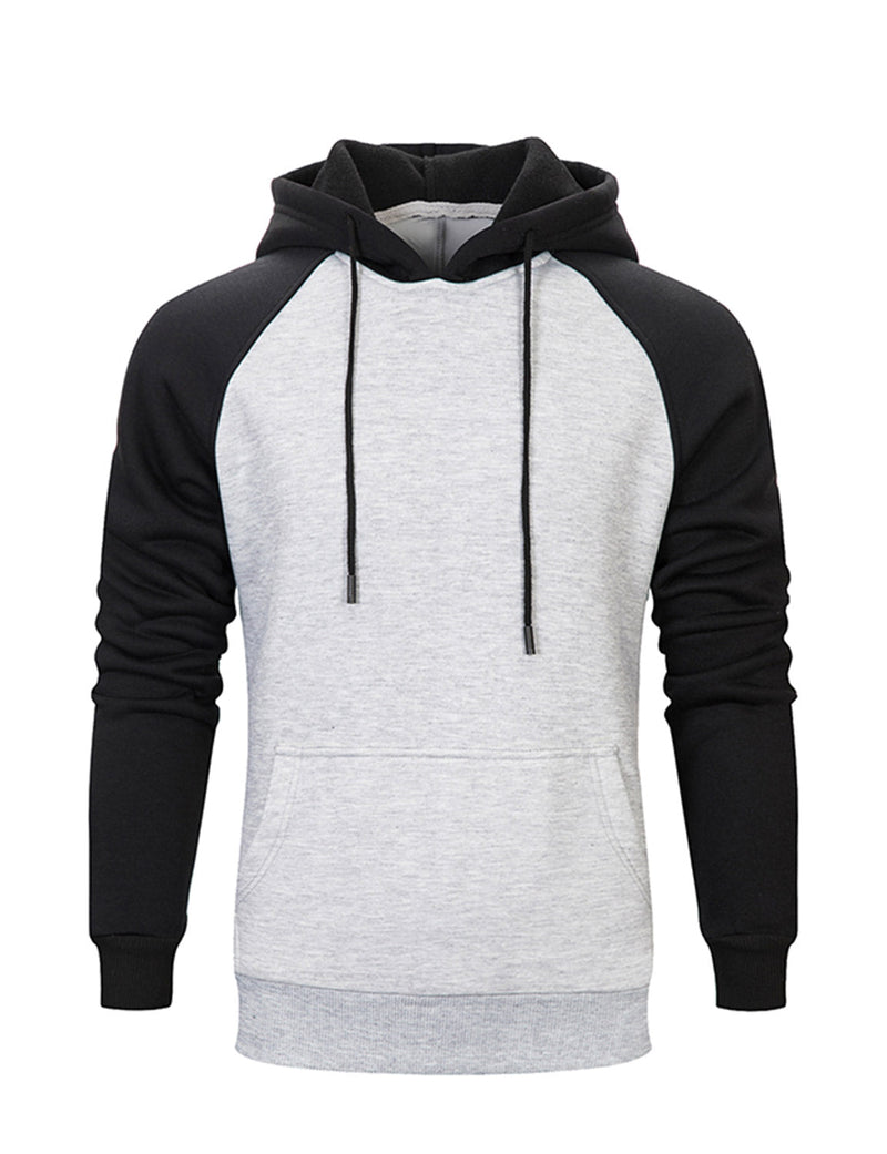 Men's Color Block Long Sleeve Pullover Hoodie With Pocket
