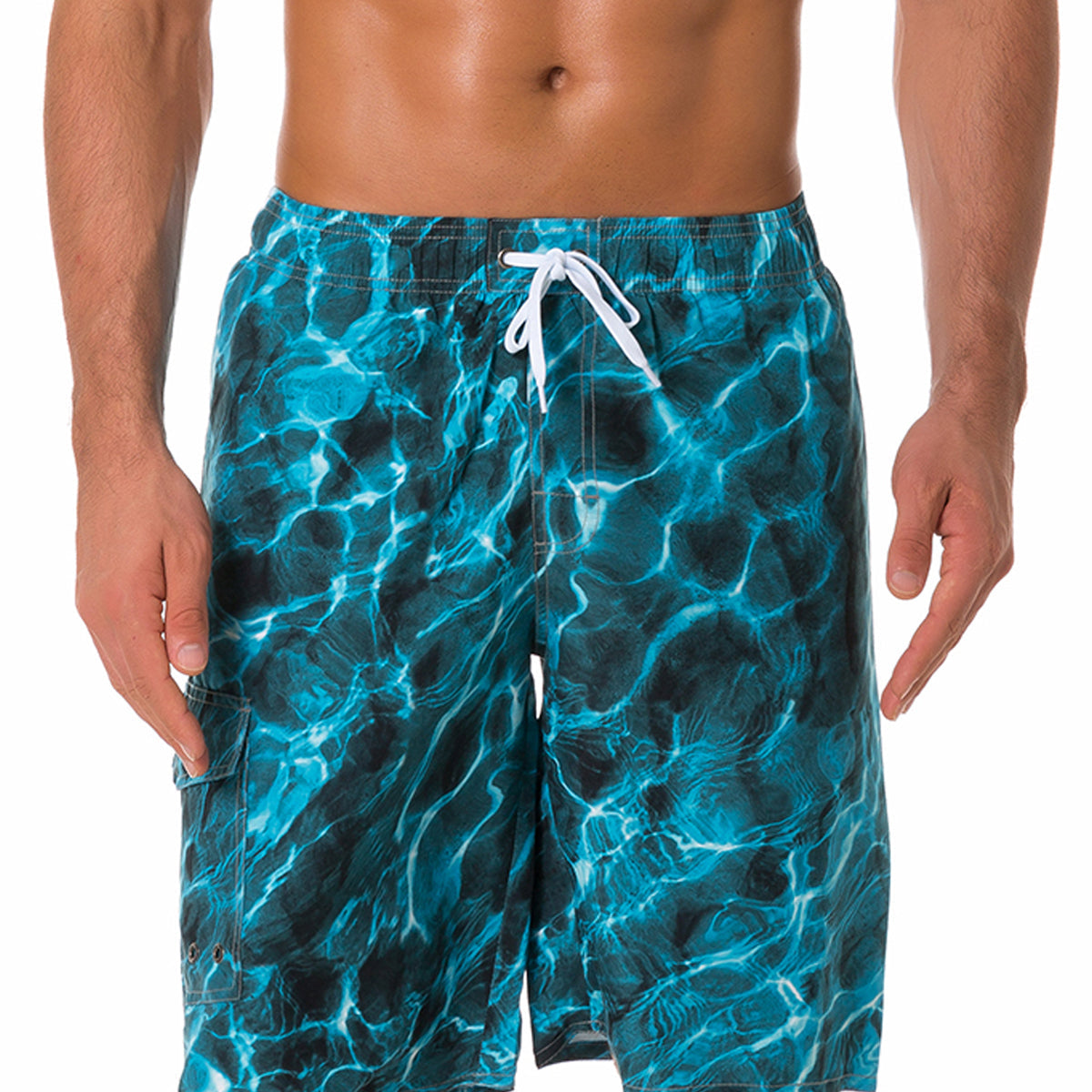Men's Summer Wave Ocean Print Casual Beach  Shorts Swimming Trunks
