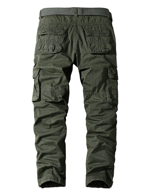 Men's Solid Color Casual Pocket Outdoor Breathable Cotton Cargo Pants