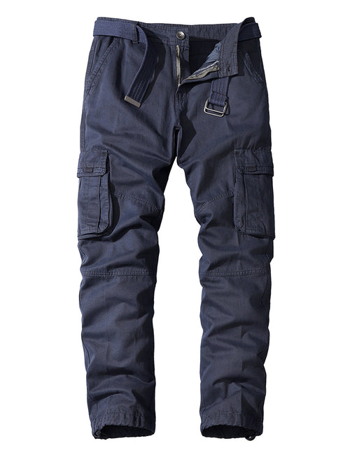 Men's Solid Color Casual Pocket Outdoor Breathable Cotton Cargo Pants
