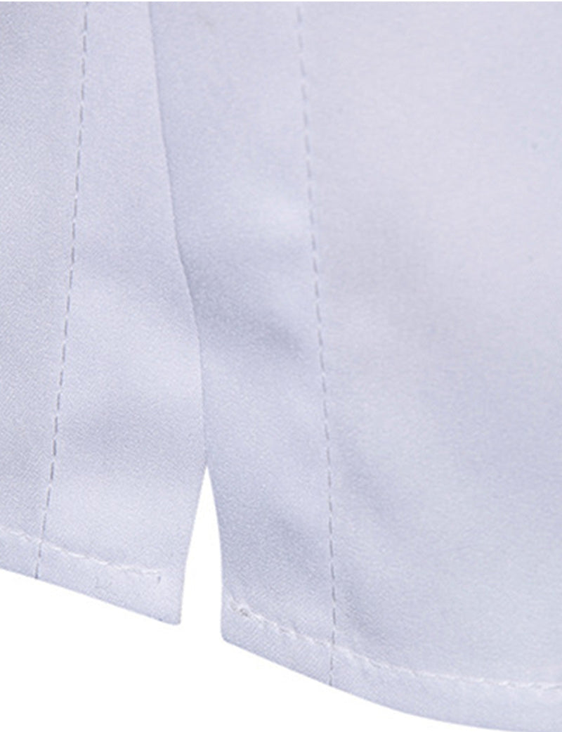 Men's Rose Embroidery Casual Long Sleeve Button Dress Shirt