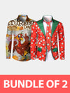 Bundle Of 2|Men's Printed Regular Fit Festive Long Sleeve Shirt
