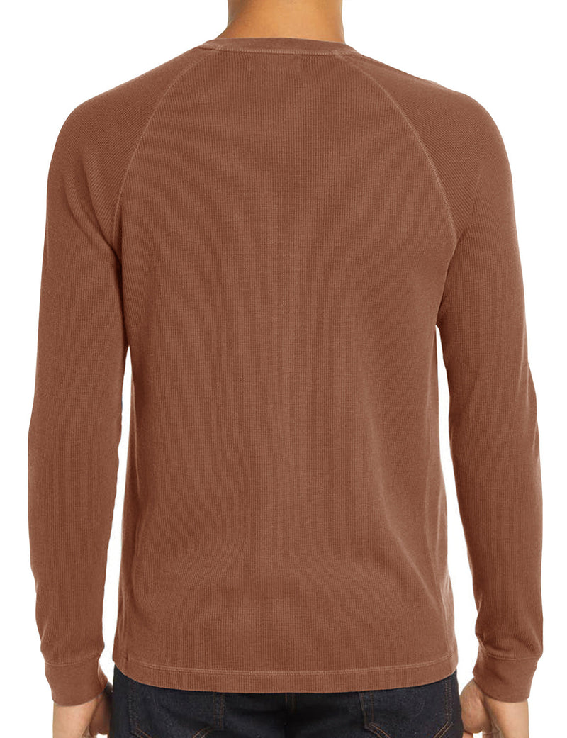 Men's  Solid Color Henry Collar Long Sleeve Casual T-Shirt