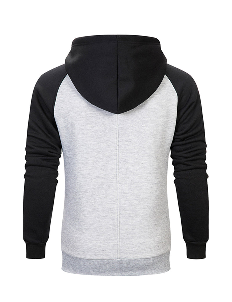 Men's Color Block Long Sleeve Pullover Hoodie With Pocket