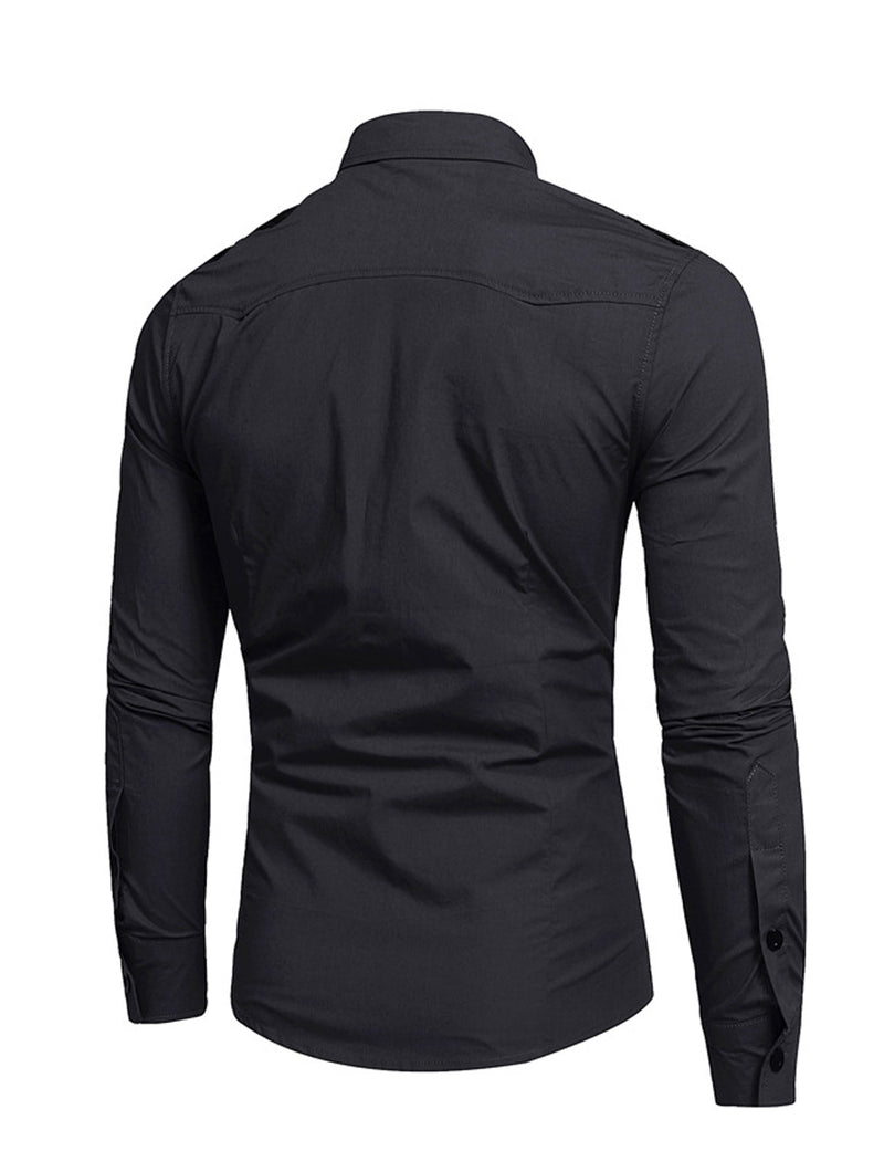 Men's Cotton Casual Pocket Hiking Outdoor Button Long Sleeve Shirt