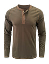 Men's Henry Collar Casual  Solid Color Long Sleeve T-Shirt