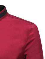 Men's Stand Collar Long Sleeve Button Up Slim Fit Casual Shirt