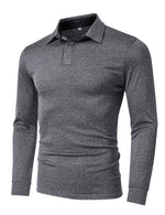 Men's Casual Solid Color Long Sleeve Polo Shirt