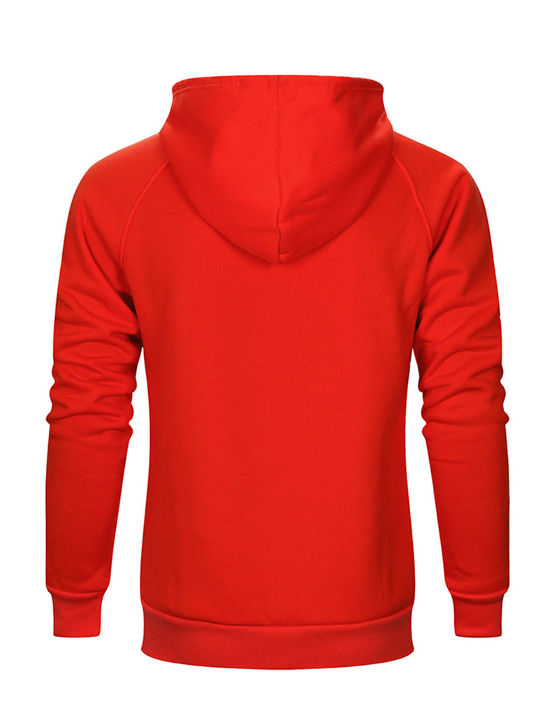 Men's Solid Long Sleeve Pullover Fall Winter Hoodie Sweatshirts With Pocket