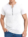 Men's Casual Solid Color Short Sleeve Henley T-shirt