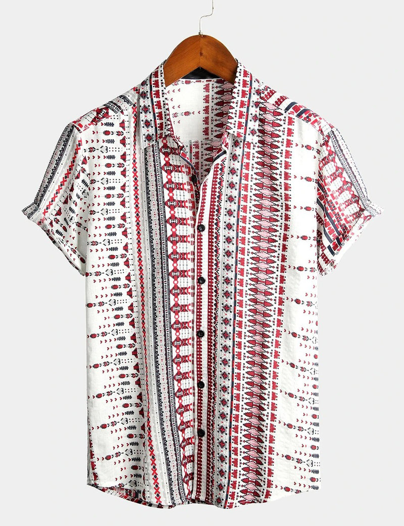 Men's Cotton Basic Printed Short Sleeve Shirt