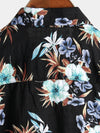 Men's Floral Cotton Tropical Hawaiian Black Short Sleeve Shirt