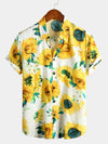 Men's Sunflower Print Short Sleeve Hawaiian Shirt