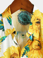 Men's Sunflower Print Short Sleeve Hawaiian Shirt