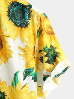 Men's Sunflower Print Short Sleeve Hawaiian Shirt