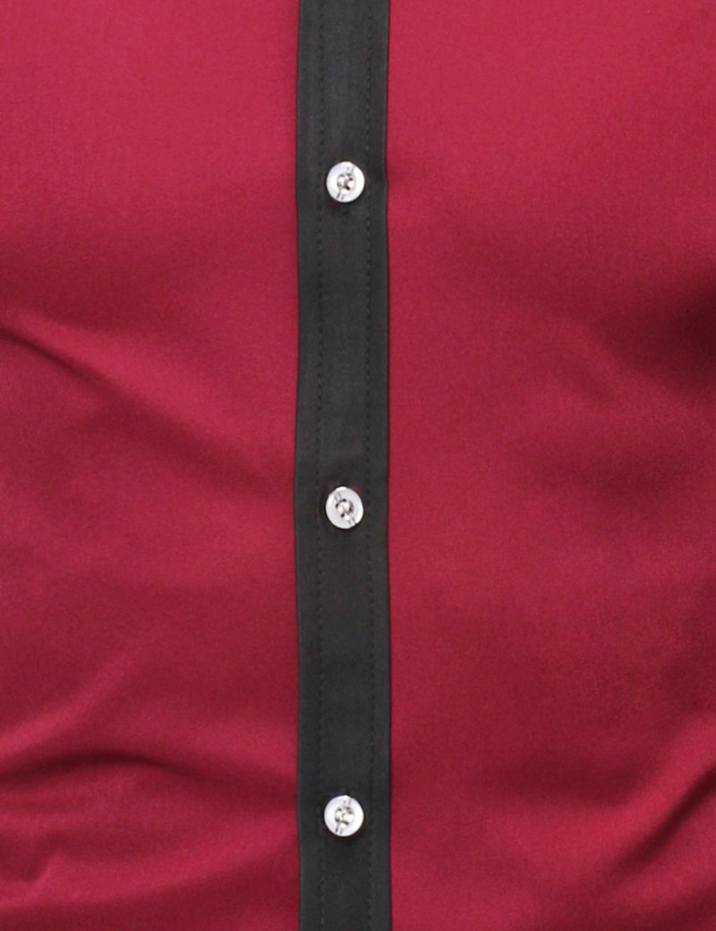 Men's Stand Collar Long Sleeve Button Up Slim Fit Casual Shirt