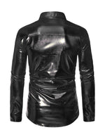 Men's Button Up Luxury Shiny Tuxedo Party Costume Long Sleeve Dress Shirt