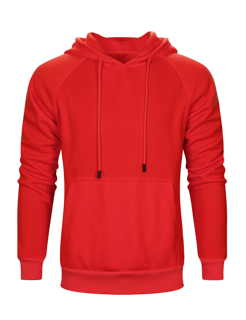 Men's Solid Long Sleeve Pullover Fall Winter Hoodie Sweatshirts With Pocket