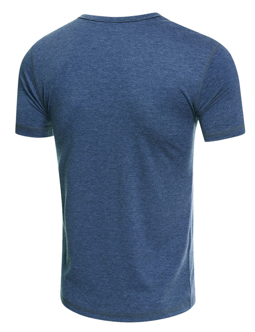 Men's Casual Solid Color Short Sleeve Henley T-shirt