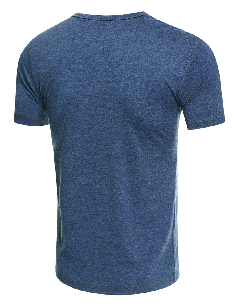 Men's Casual Solid Color Short Sleeve Henley T-shirt