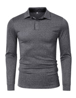 Men's Casual Solid Color Long Sleeve Polo Shirt