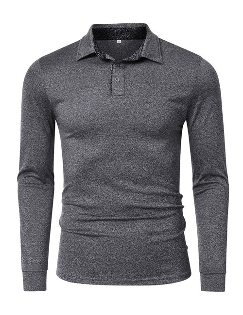 Men's Casual Solid Color Long Sleeve Polo Shirt