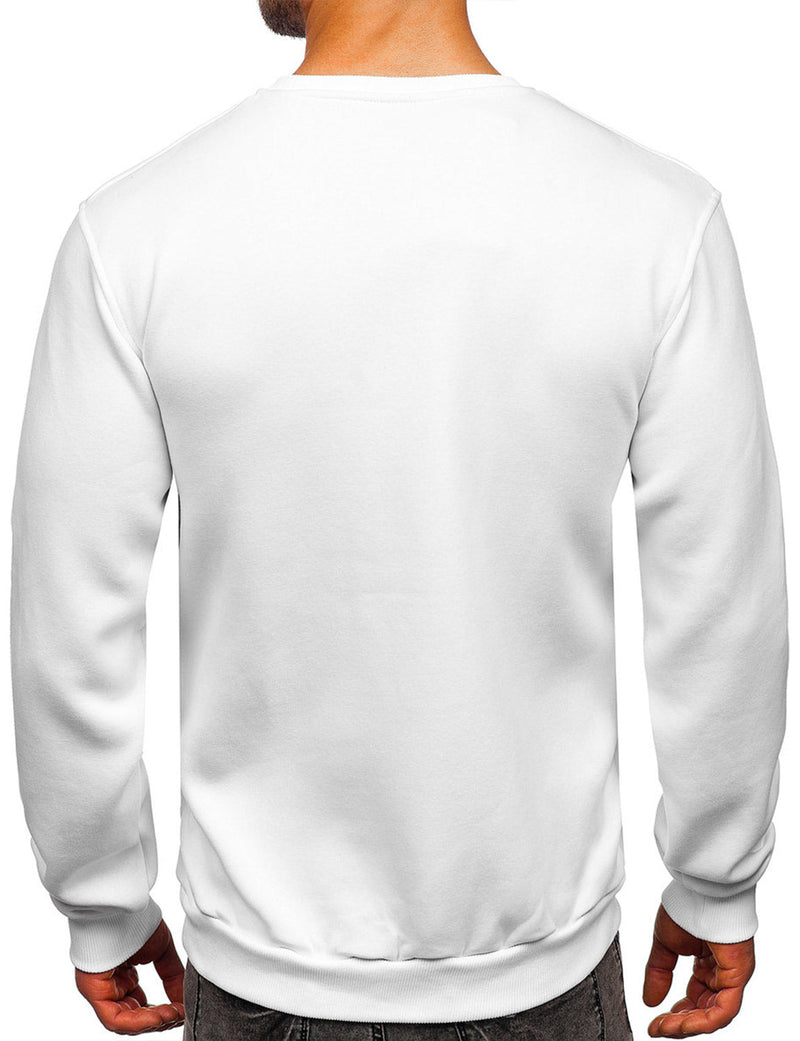 Men's Round Collar Fall Winter Warm Long Sleeve Fleece Sweatshirt