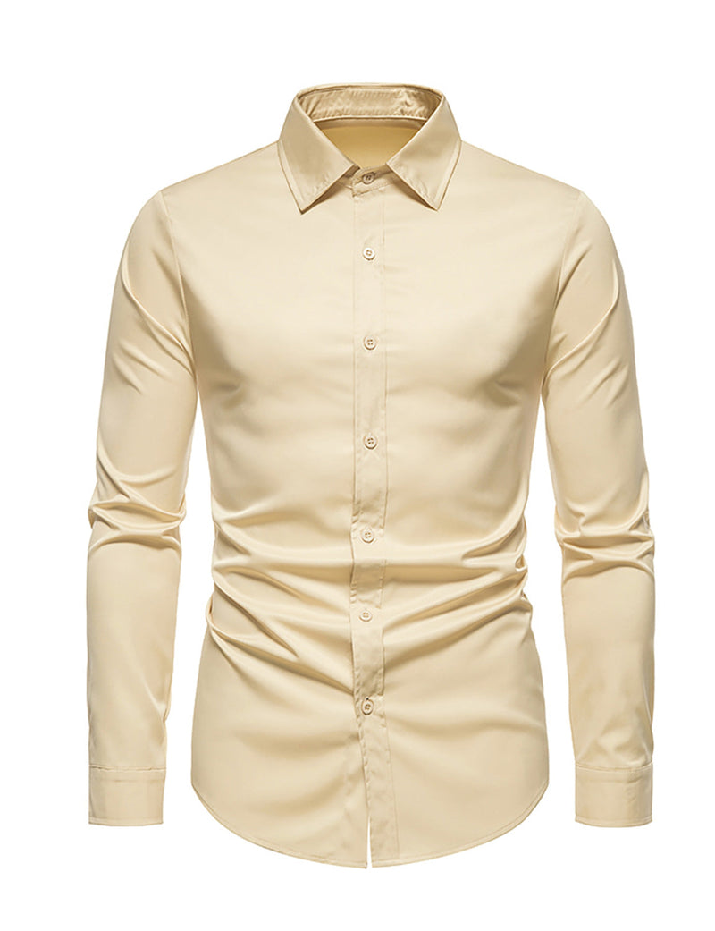 Men's Solid Color Classic Button Up Long Sleeve Casual Shirt