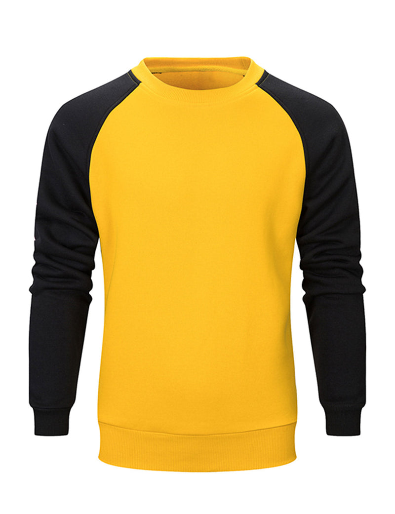 Men's Casual Color Block Round Long Sleeve Sweatshirt