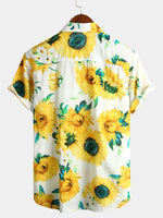 Men's Sunflower Print Short Sleeve Hawaiian Shirt