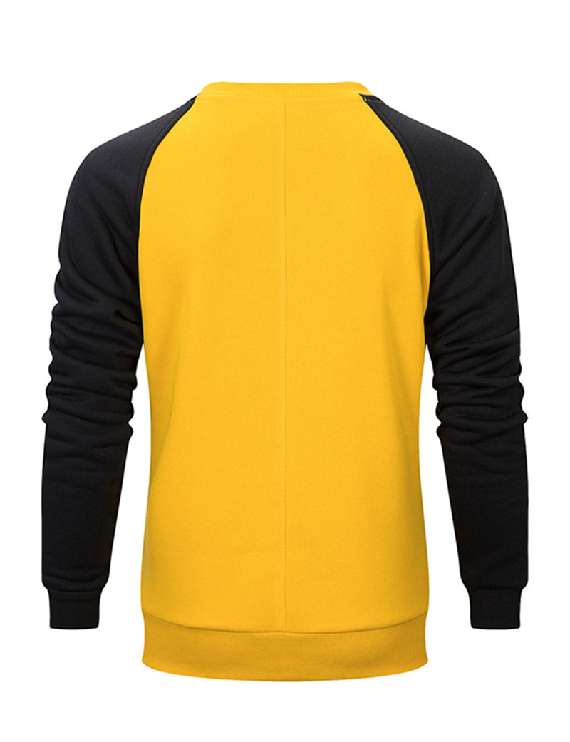 Men's Casual Color Block Round Long Sleeve Sweatshirt