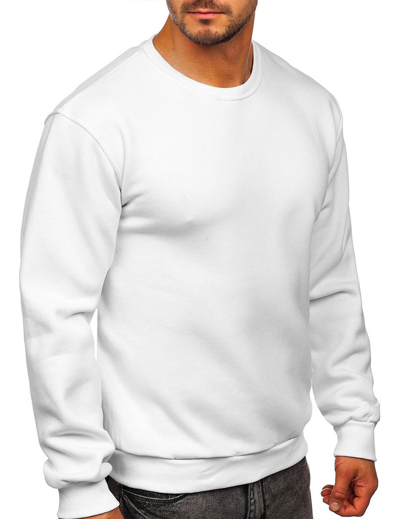 Men's Round Collar Fall Winter Warm Long Sleeve Fleece Sweatshirt