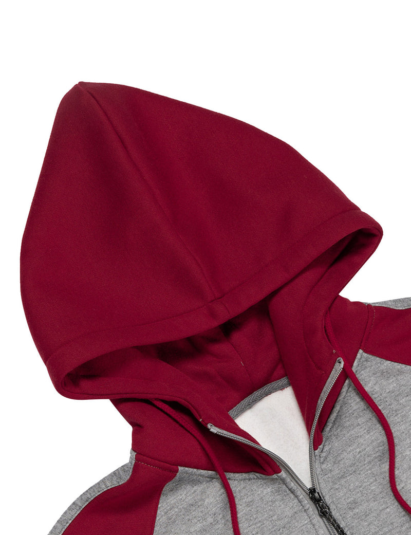 Men's Color Block Long Sleeve Casual Fall Winter Full-Zip Hoodie Zip Sweatshirt